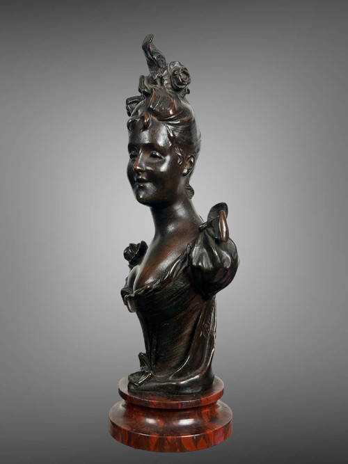 ALTE BRONZE VON VICTOR LEOPOLD BRUYNEEL 1849 MIT DER DARSTELLUNG EINER ELEGANTEN FRAU