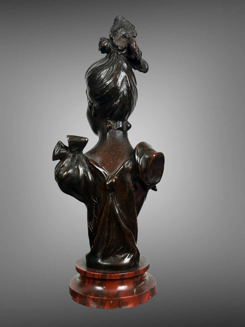 ALTE BRONZE VON VICTOR LEOPOLD BRUYNEEL 1849 MIT DER DARSTELLUNG EINER ELEGANTEN FRAU