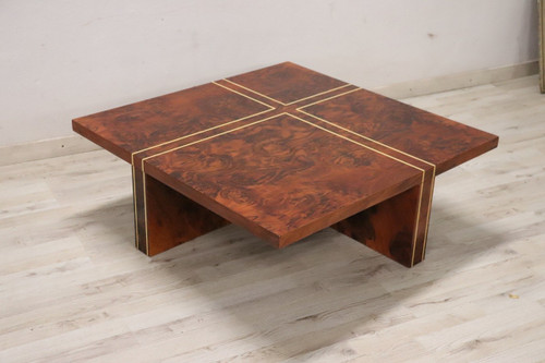 Quadratischer Couchtisch aus Wurzelholz, 1970er