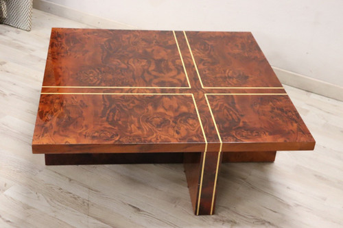 Quadratischer Couchtisch aus Wurzelholz, 1970er