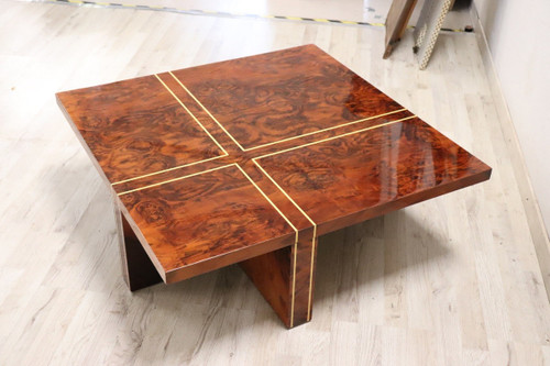 Quadratischer Couchtisch aus Wurzelholz, 1970er