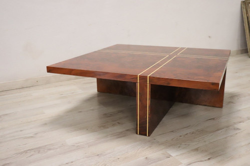 Quadratischer Couchtisch aus Wurzelholz, 1970er