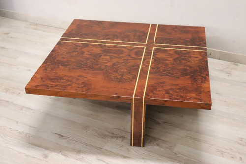Quadratischer Couchtisch aus Wurzelholz, 1970er