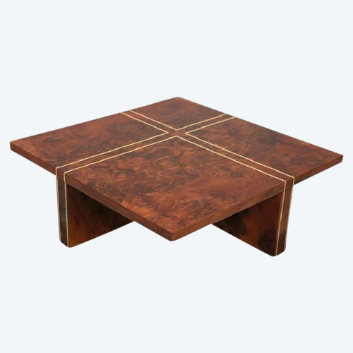 Quadratischer Couchtisch aus Wurzelholz, 1970er