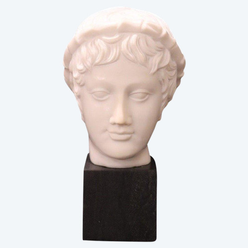Testa di Bacco giovane, XX secolo, scultura in marmo bianco