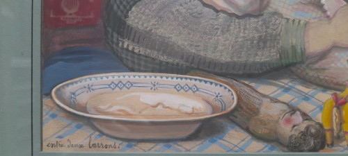Dessin aquarellé  signé  et daté 