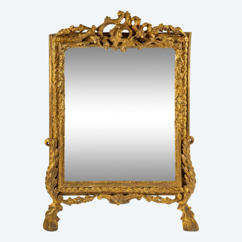 Carved and gilded wood mirror, Italian work from the mid-18th century circa 1750-1760