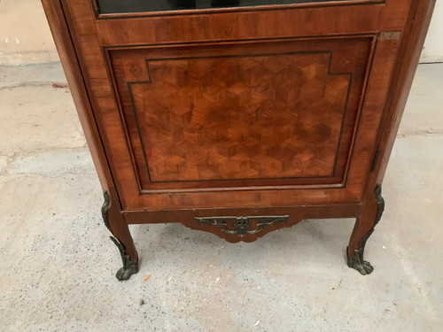 Louis XVI style one-door display cabinet in wood marquetry XX century