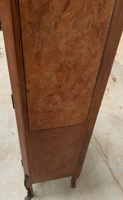 Louis XVI style one-door display cabinet in wood marquetry XX century
