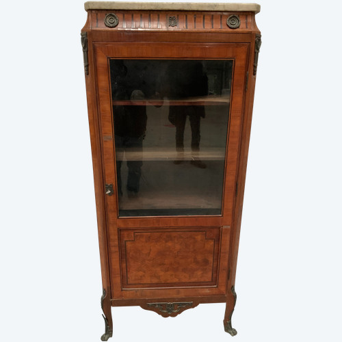 Louis XVI style one-door display cabinet in wood marquetry XX century