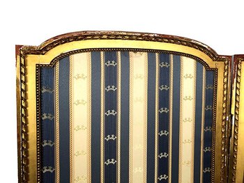 Paravent deux feuilles en bois doré de style Louis XVI