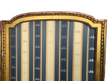 Paravent deux feuilles en bois doré de style Louis XVI