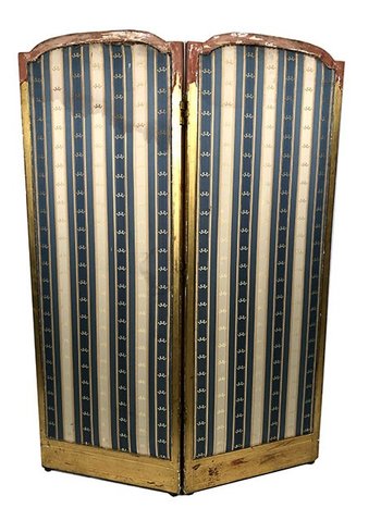 Paravent deux feuilles en bois doré de style Louis XVI