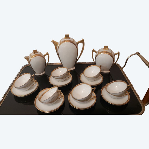 Art Deco Limoges porcelain tea and coffee set by Pallas
