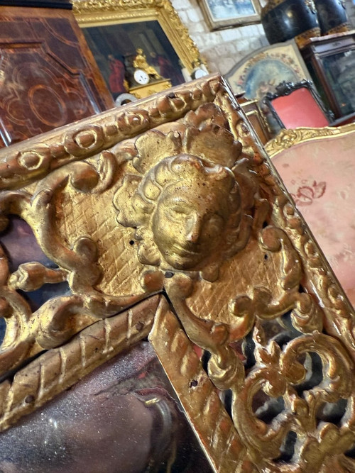 SPECCHIO REGENCE in legno dorato del XVIII secolo CON PARECLASSI