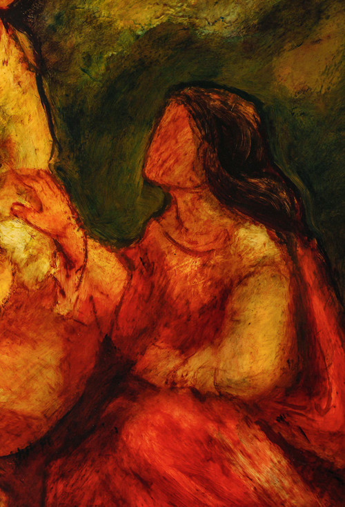 Mario Vargas (1928-2017) - Le ragazze del villaggio olio su tavola 1973 circa