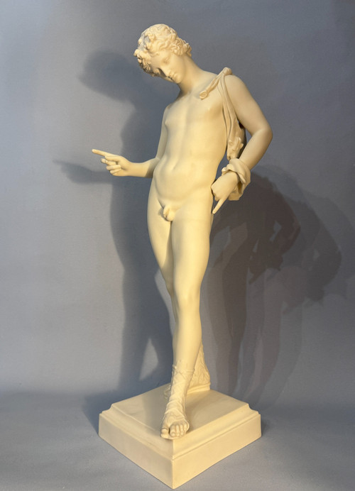 Gustavsberger Manufaktur Narziss von Pompeji oder Dyonisos Biskuitskulptur.