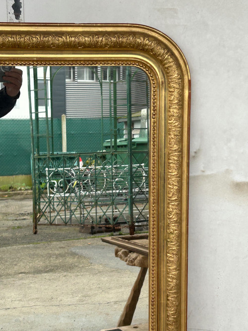 Miroir Louis Phillipe Bois Et Stuc Doré Late 19th century H 138 X L 95 Cm
