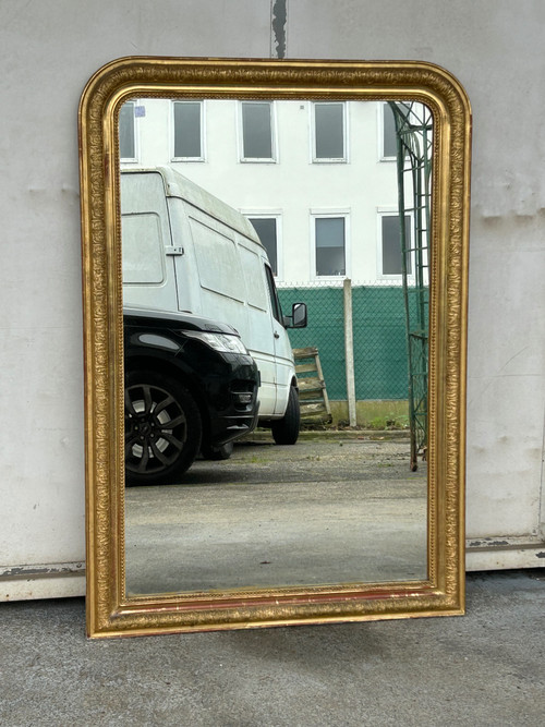 Miroir Louis Phillipe Bois Et Stuc Doré Late 19th century H 138 X L 95 Cm