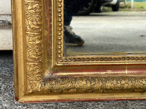 Miroir Louis Phillipe Bois Et Stuc Doré Late 19th century H 138 X L 95 Cm