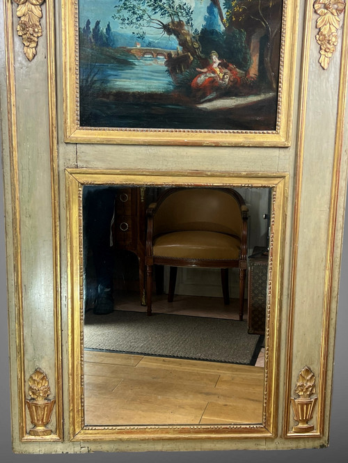 TRUMEAU XVIIIe EN BOIS LAQUÉ EPOQUE LOUIS XVI MIT SEINER ORIGINALMALEREI