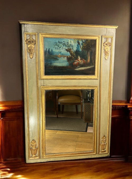 TRUMEAU XVIIIe EN BOIS LAQUÉ EPOQUE LOUIS XVI MIT SEINER ORIGINALMALEREI