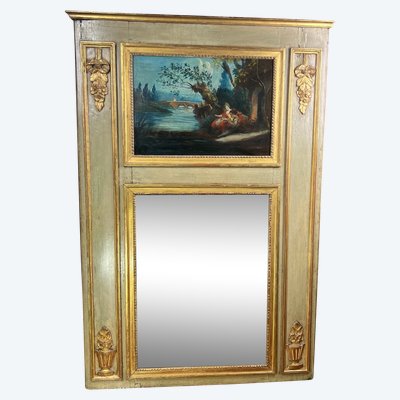 TRUMEAU XVIIIe EN BOIS LAQUÉ EPOQUE LOUIS XVI MIT SEINER ORIGINALMALEREI