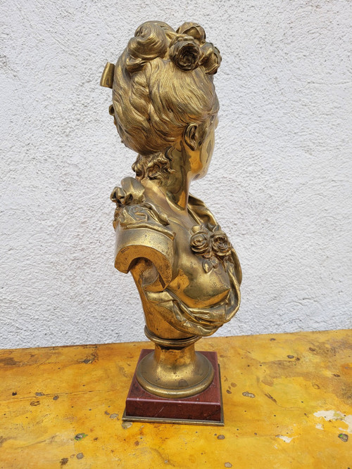 A Carrier, Frauenbüste aus Bronze, Signiert, 19. Jahrhundert