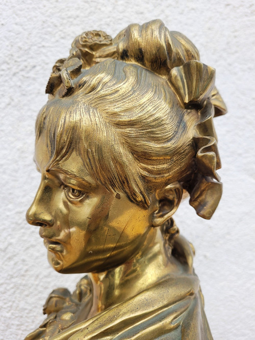 A Carrier, Frauenbüste aus Bronze, Signiert, 19. Jahrhundert