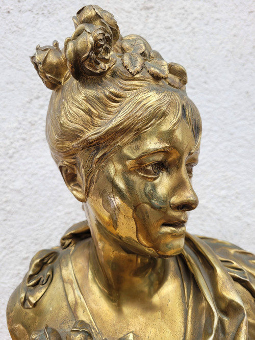 A Carrier, Frauenbüste aus Bronze, Signiert, 19. Jahrhundert