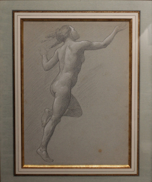 Lead pencil drawing 'Nue en mouvement' Victor René Livache (1872-1944)