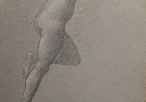 Lead pencil drawing 'Nue en mouvement' Victor René Livache (1872-1944)