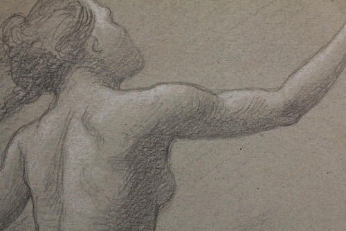 Lead pencil drawing 'Nue en mouvement' Victor René Livache (1872-1944)