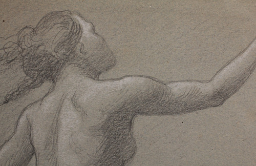 Lead pencil drawing 'Nue en mouvement' Victor René Livache (1872-1944)
