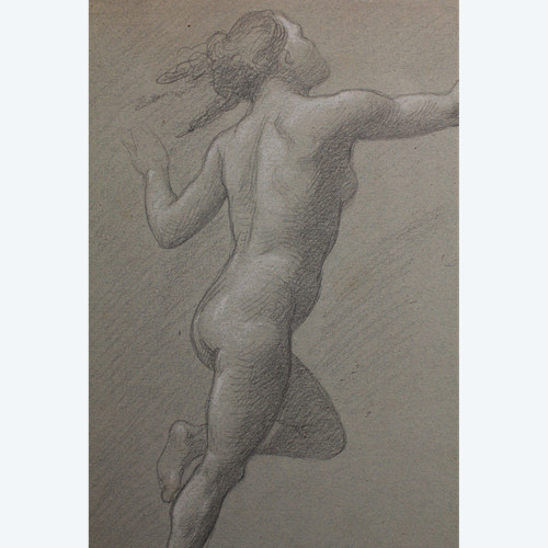 Lead pencil drawing 'Nue en mouvement' Victor René Livache (1872-1944)
