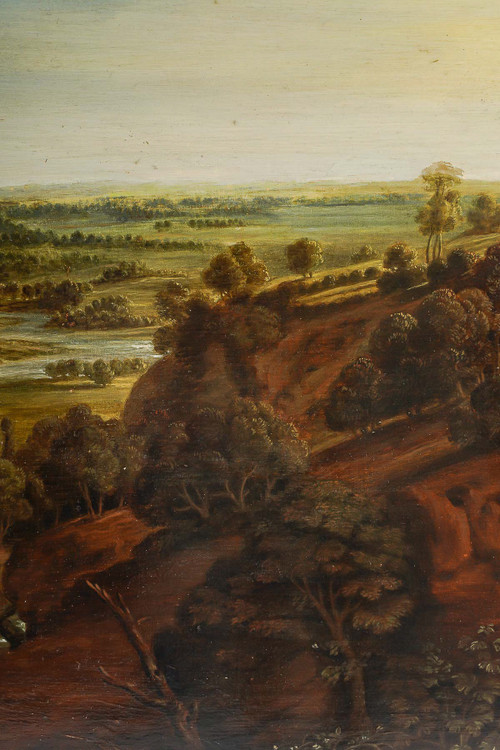 Scuola francese circa 1700 olio su tavola Vivace scena di vita contadina