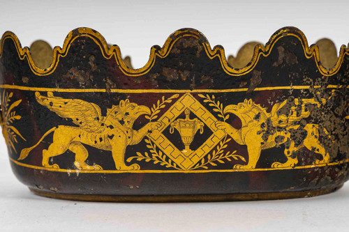 Pair of coolers or ‘Verrières’ in painted sheet metal decorated with griffins from the Empire period