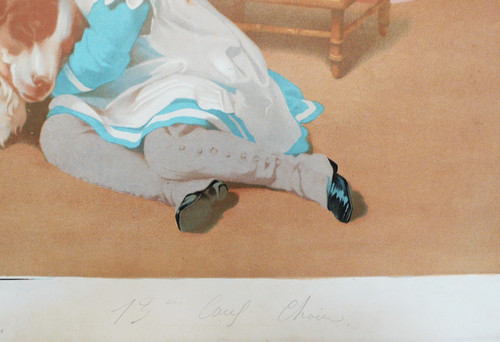 Tony Faivre Femmes Et Fillette Dans Une Serre  Très Grande Chromolithographie