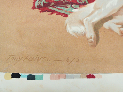 Tony Faivre Femmes Et Fillette Dans Une Serre  Très Grande Chromolithographie