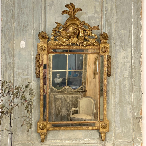 Grand miroir à parecloses d'époque Louis XVI