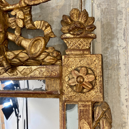 Grand miroir à parecloses d'époque Louis XVI