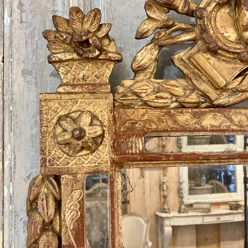 Grand miroir à parecloses d'époque Louis XVI