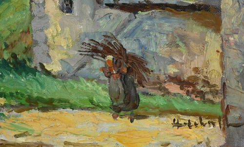 Oil on canvas "Le Clocher" - Late 19th century