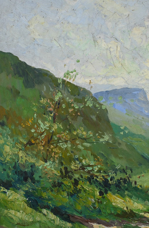 Oil on canvas "Le Clocher" - Late 19th century