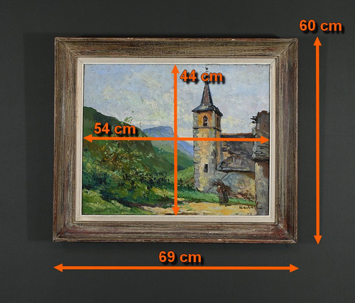 Oil on canvas "Le Clocher" - Late 19th century