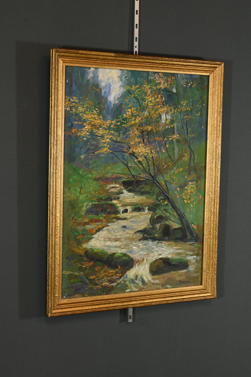 Öl auf Leinwand "Bach im Wald" signiert A. Markowicz - Anfang 20.