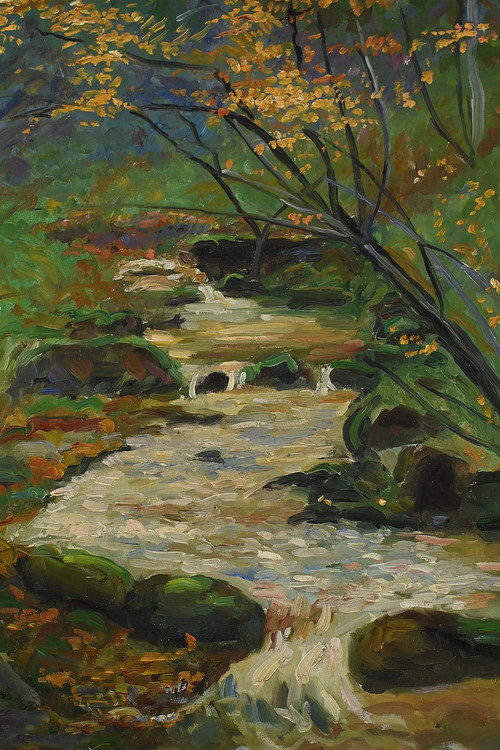 Öl auf Leinwand "Bach im Wald" signiert A. Markowicz - Anfang 20.
