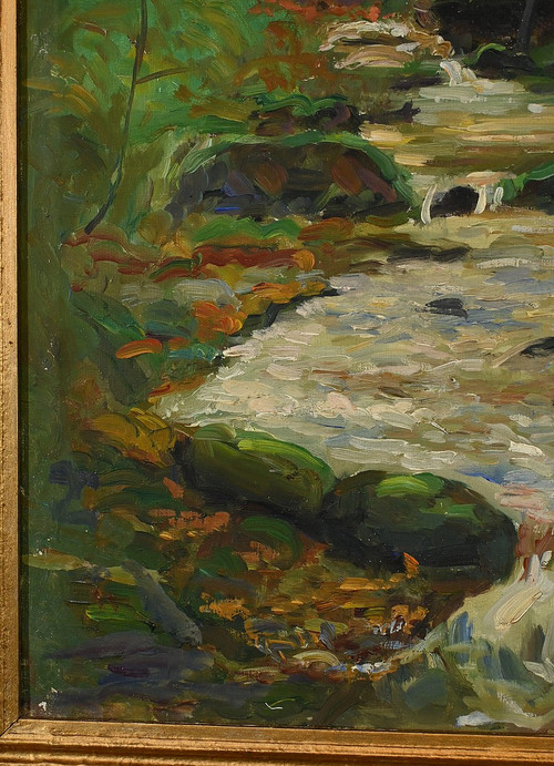Öl auf Leinwand "Bach im Wald" signiert A. Markowicz - Anfang 20.