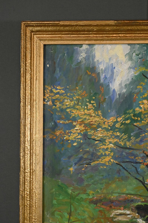 Öl auf Leinwand "Bach im Wald" signiert A. Markowicz - Anfang 20.