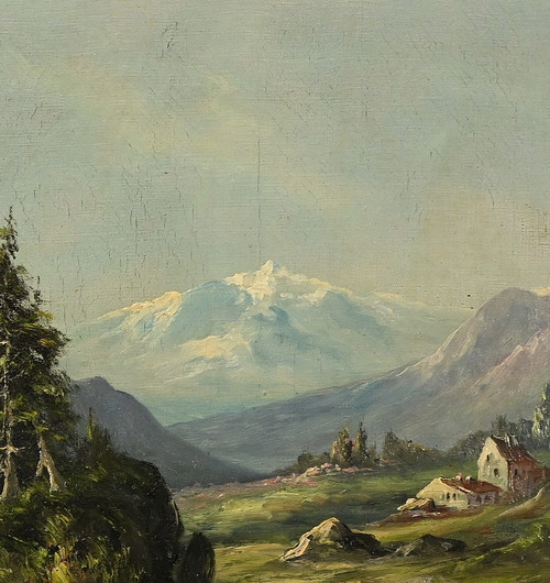 Oil on canvas "Paysage de Montagne" signed C. Lion - Late 19th century